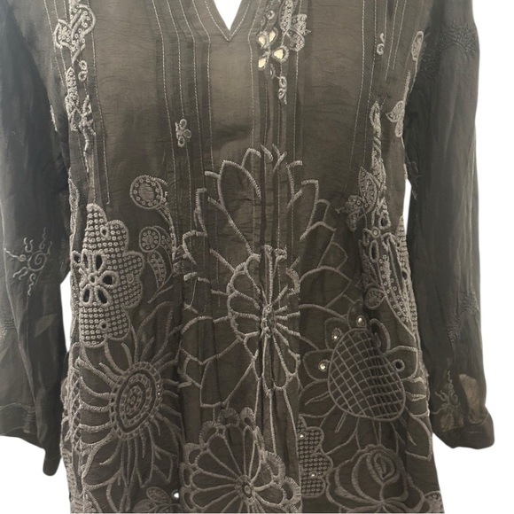 Johnny Was Lemmi Blouse Embroidered Black Women's Top XS NEW - Picture 6 of 14